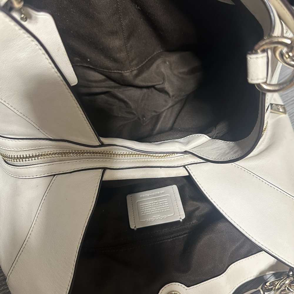 Coach Lexy Hobo Bag Signature Jacquard Fabric & Leather F57612 Chalk White Khaki - Picture 4 of 11